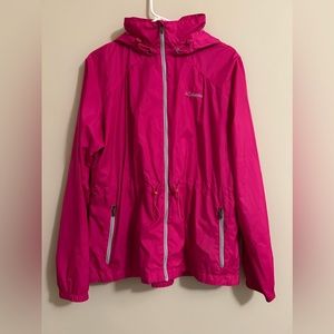 Columbia Fuscia Pink Windbreaker Coat Cinched Waist XL